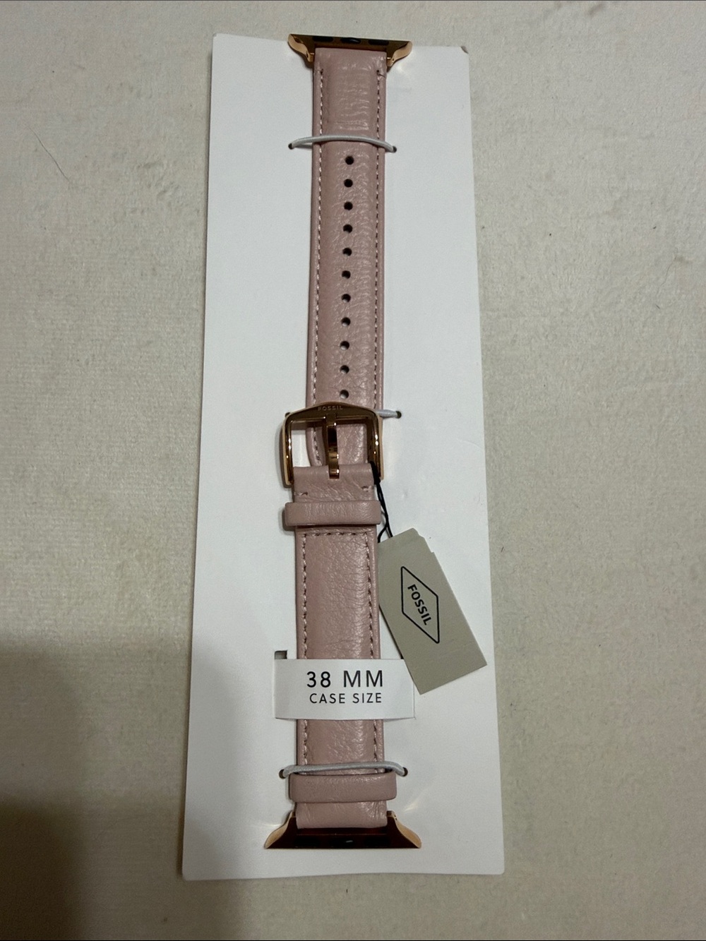 Fossil Pink Leather Watch Strap with Gold-Tone Hardware